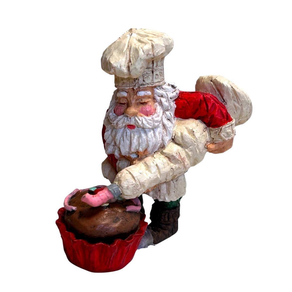 Whimsical Chef Santa Claus Figurine Baking Cupcake Christmas Holiday Decor
